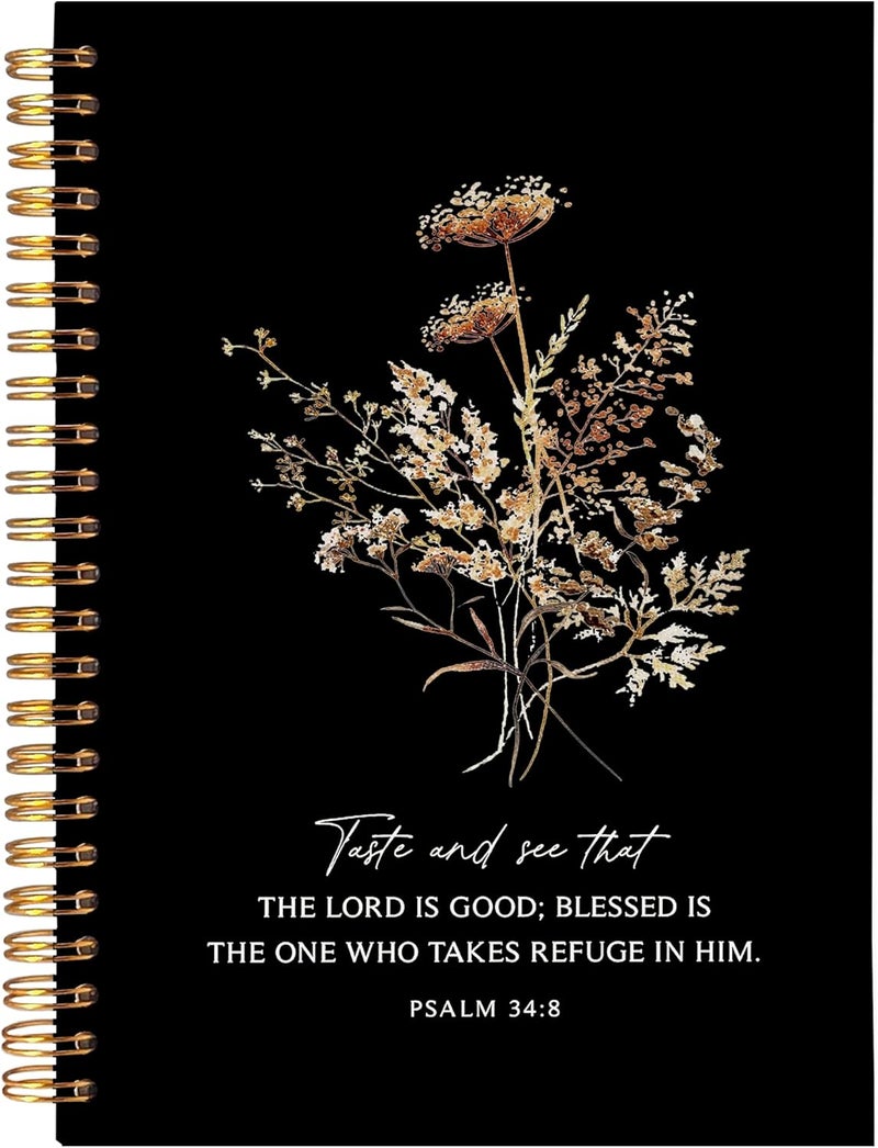 BearCake the Lord is Good Boho Floral Christian Notebook Journal, Christian Gifts for Women, Bible Notebooks for Note Taking, Bible Journaling Notebook, Hardcover Spiral Notebook 5.5x8.3 - Image 1